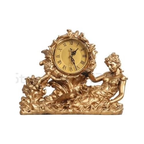 European Hot-selling Living Room Craft Decoration Antique Quartz Clock Retro Creative Seat Clock Silent Table Clock