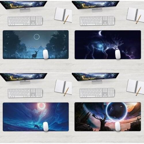 Deep forest firewatch deer Laptop Gamer Mousepad Gaming Mouse Pad Large Locking Edge Keyboard 80x30 cm Deak Mat for Cs Go LOL