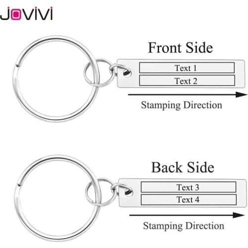 Jovivi Personalized Custom Key Chains Stainless Steel Rectangle Pendant Keychain Key Ring Valentines Gifts