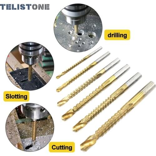 TELISTONE 3-8mm Cobalt Drill Bit Titanium Coated HSS Drill Bit Spiral Screw Metric Composite Tap Twist Drill Bit For Woodworking