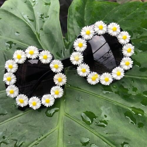 Small Round Kids Sunglasses White Sun Flower Designer Cute Baby Sun Glasses Luxury Handmade Children Eyewear oculos de sol