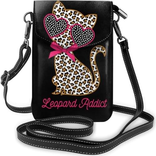Mini Mobile Phone Bag Leopard Print Element Messenger Bag Small Shoulder Bag Cute Cat Outdoor Pouch Casual Purse Wholesale