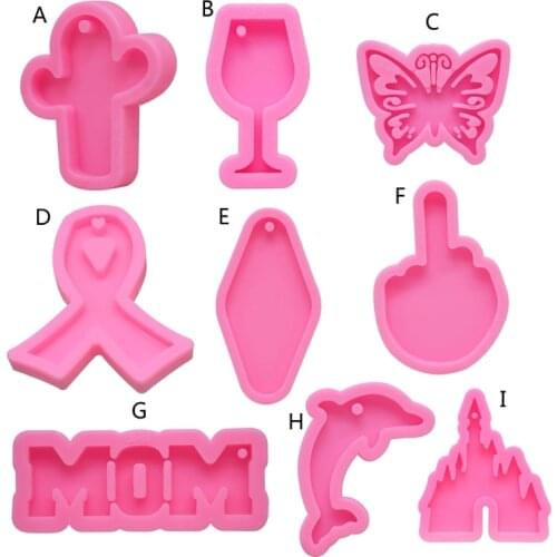 Handmade Dolphin Butterfly MOM Castle Ribbon Bow Keychain Pendant Mold Resin Casting Silicone Molds Jewelry Making Tools