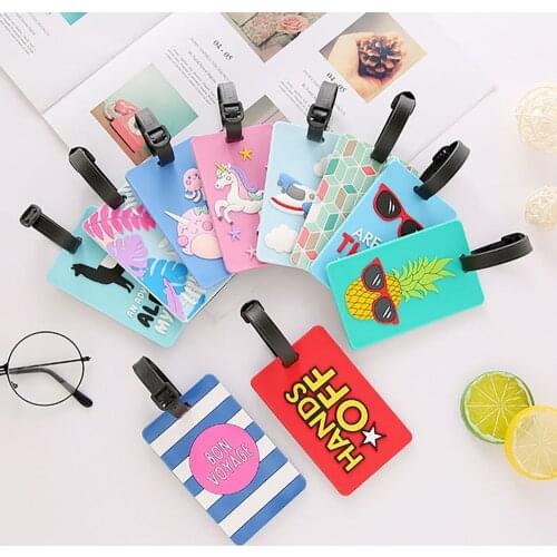 Cartoon Animals Travel Accessories Creative Luggage Tag Silicone Suitcase ID Address Holder Baggage Boarding Tags Portable Label