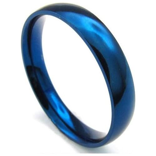 New 2014 blue Glaze Mill Finish 4mm rings for men and women engagement ring 316L stainless steel jewelry