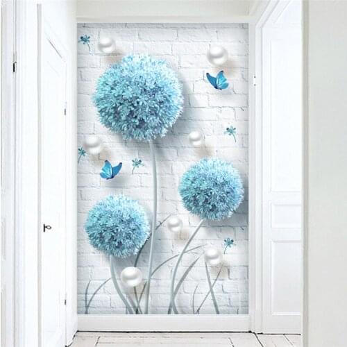 Beibehang Custom wallpaper Nordic minimalist blue dandelion jewelry entrance decoration painting papel de parede 3d wallpaper