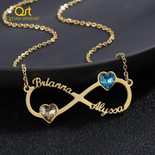 Personalized Infinity loop Name Necklace heart Birthstone Name Necklace Stainless Steel Nameplated Necklaces Custom Gift Women