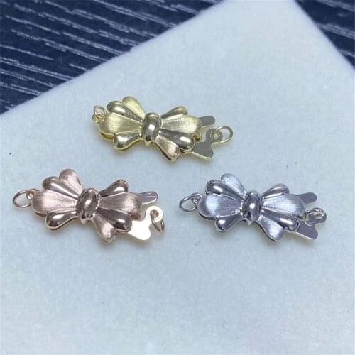 Real Solid G14K Yellow Gold DIY Buckle Necklace Chains Connection Clasps & Hooks Materials Handmade