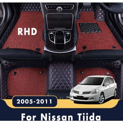 RHD For Nissan Tiida 2011 2010 2009 2008 2007 2006 2005 Car Floor Mats Interior Styling Protect Double Layer Wire Loop Carpets