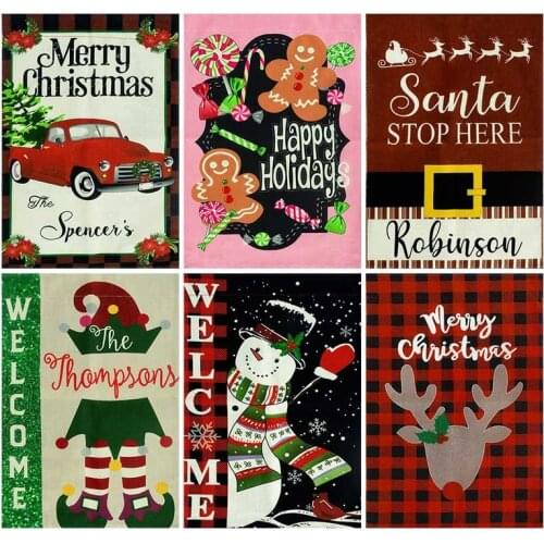 Christmas Garden Flag Snowman Santa Stop Here Indoor Outdoor Home Decor Flags Winter Happy Holiday Household Hanging Flag Banner