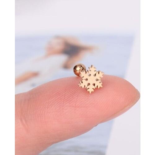 1Pcs Stainless Steel Stud Earrings For Women Minimalist Snowflake Cross Star Moon Earrings Fashion Jewelry Best Gift For Friend