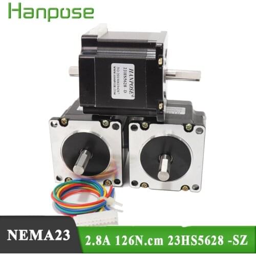 3pcs Nema 23 Double Shaft Stepper Motor 23HS5628-SZ D=8mm NEMA 23 57x56mm 2.8A 126N.CM Stepper Motor for CNC 3D printer