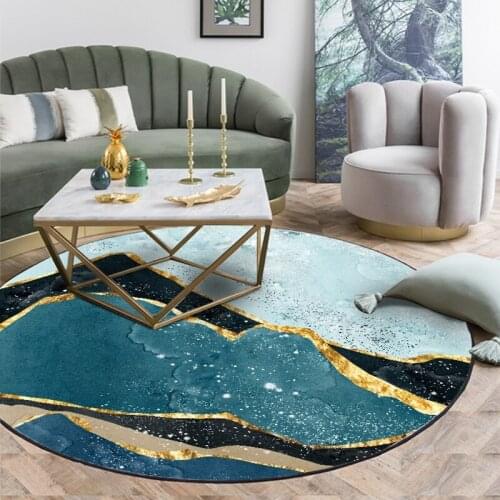 Modern Abstract Marble Print Round Carpet Living Room Kids Play Tent Non-Slip Floor Mat Balcony Hanging Basket Chair Area Rugs