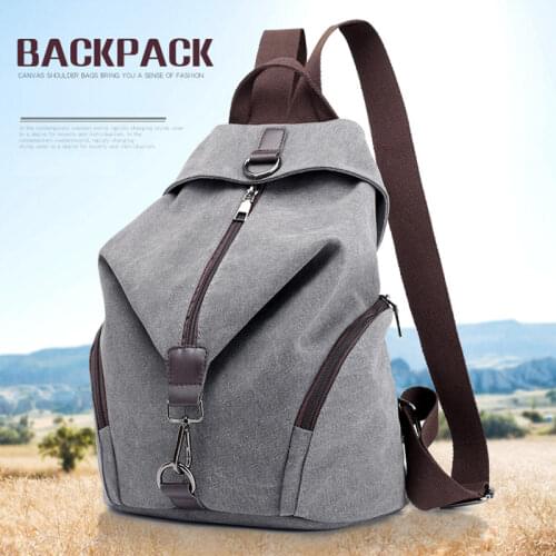 Women Vintage Canvas Backpack Large Capacity Ipad Notebook Glasses Double Shoulder Bag Fashion Travel Organize Handbag Accessory