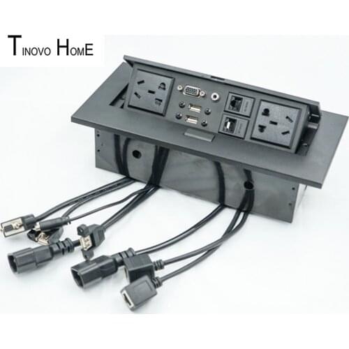 Zinc alloy pop-up socket / desktop socket / network socket with USB interface and VGA interface socket box / hidden