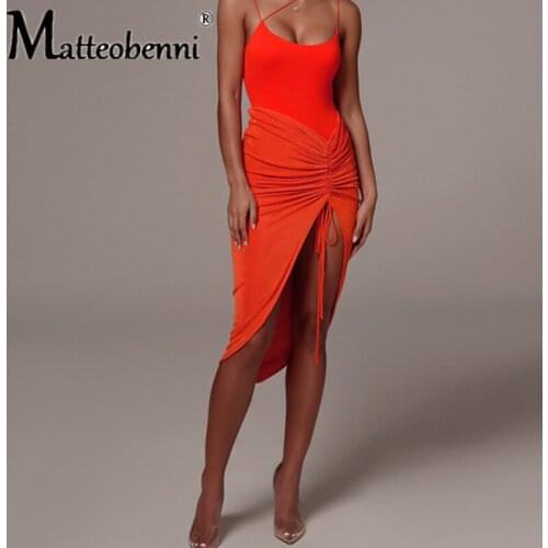 High Waist Ruched Bandage Sexy Skirt Autumn Winter 2020 Women Fashion Streetwear Outfits Chic Asymmetrical Drawstring Long Skirt