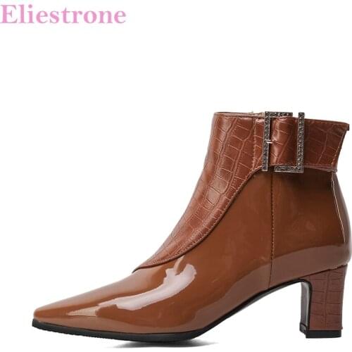 Brand New Fashion Black Brown Women Ankle Motorcycle Boots Chunky Heels Lady Shoes Plus Big Small Size 11 30 43 46 48