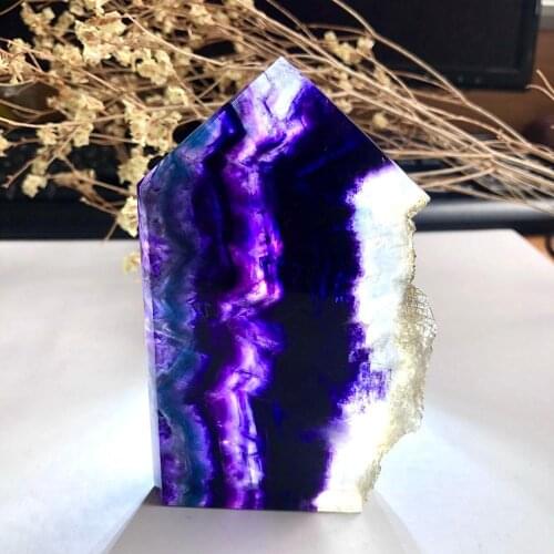 1PC Natural Fluorite tower Tablets Quartz Crystal Colorful Stripes Fluorite Rainbow Stone Can Be Used For Home Decoration Ornam