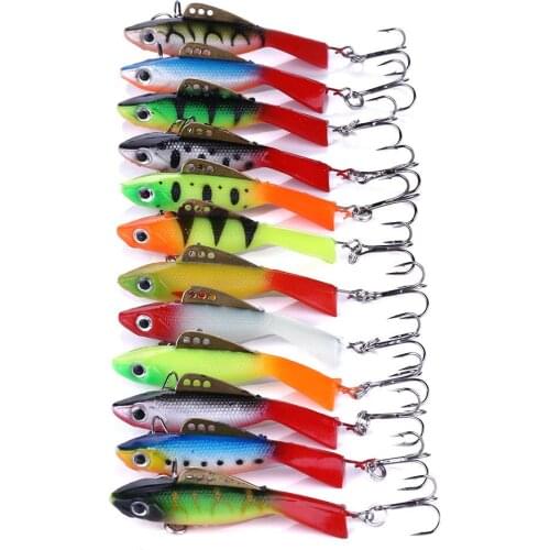12Pcs New Design Winter Soft Ice Fishing Lure 6.5CM 19G Wobber Pesca Artificial Bait Lead Fishing Tackle VIB Lures