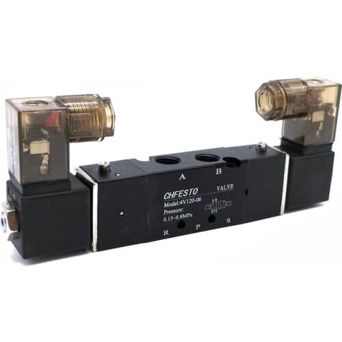 4V120-06 Solenoid Valves 2 Position 5 Port 1/8" Pneumatic Control Valve DC24V AC220V