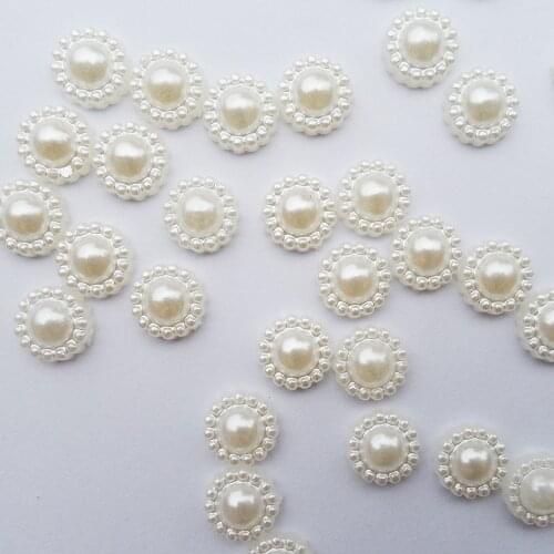50pcs/Pack (10*10MM) jewelry factory price fashion Semicircle ball shape white sunflower pearl beads Jewelry accessories