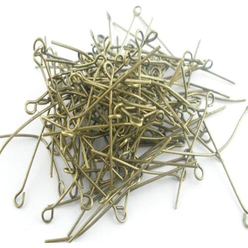 500 PCs Doreen Box Eye Pins Findings Alloy Bronze Color 30x0.7mm(21 gauge) For DIY Jewelry Making Accessories