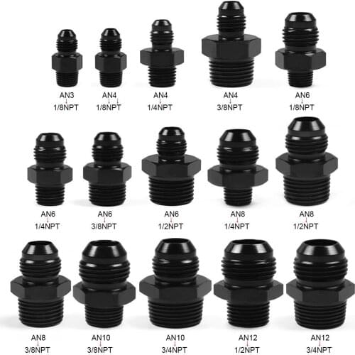 Aluminum Straight AN Flare Male to NPT Pipe Adapter Hose Fitting Bare Thread Straight Fuel Oil Air Hose Fitting Male Adapter