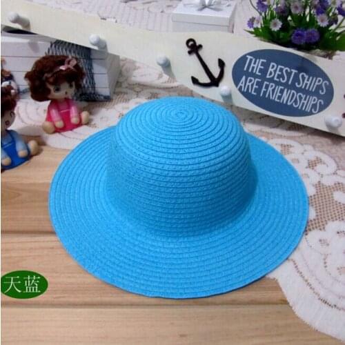 Free shipping 2016 Children Fashion Pure color Sun Hat Girl Sunshade Hat Strawhat 8 colors Wholesale