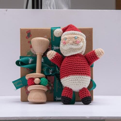 Baby Silicone Teether Santa Rattle Christmas 2pcs set Gift decorations Infant Teething Care Chewing Toy Baby kids