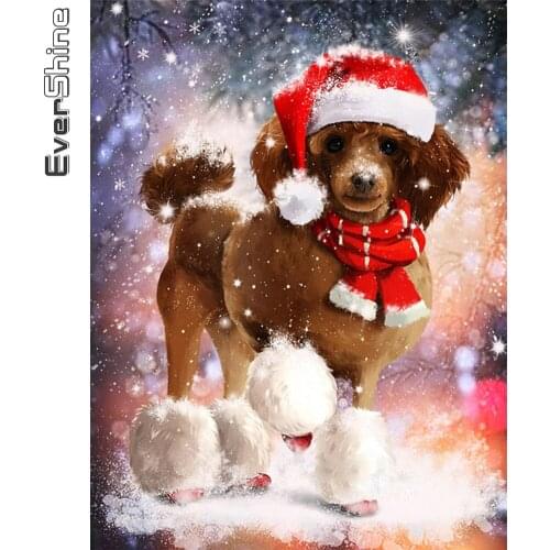 Evershine Full Square Diamond Painting Dog 5D DIY Diamond Embroidery Christmas Animal Mosaic Cross Stitch Winter Home Decoration
