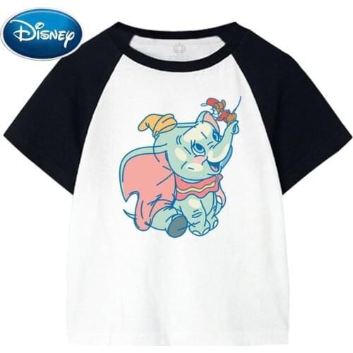 Disney T-Shirt Sweet Dumbo Elephant Cartoon Children Kids Toddler Son Daughter Unisex Cute O-Neck Short Sleeve Tee Tops 9 Color