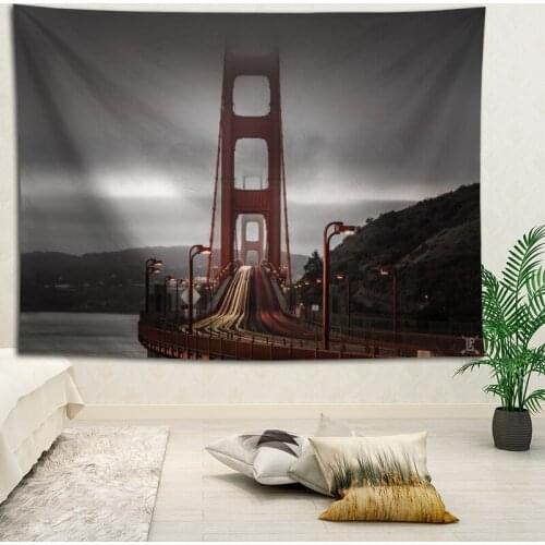 Hot Sale Custom High Quality Golden Gate Wall Hanging HD Landscape 3D Printing Digital Printing Home Decoration Tapestry