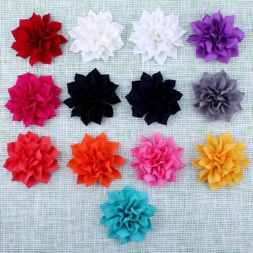 120pcs/lot 3.5" 13Colors Artificial Double-Layer Lotus Flowers For Kids Hair Accessories Winter Fabric Flowers For Headbands