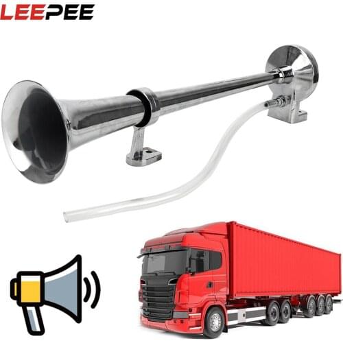 LEEPEE Universal Single Trumpet Super Loud Car Air Horn 12V 130DB 17.7 Inch for Trucks Cars Automobiles Speaker Compressor