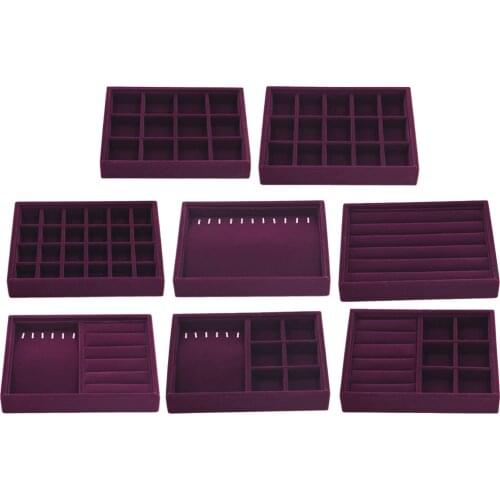 Jewelry Tray Drawer Insert Necklaces Ring Pendants Display Show Case Organizer Velvet Purple Jewelry Tray Jewelry Organizer Case