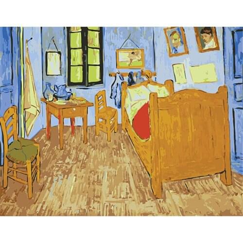 DIY Digital Painting By Numbers Package Van Goghs home Coloring Wall Art Picture Gift frameless