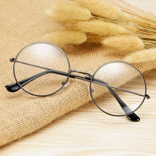 Hot Selling Classic Small Fresh Art Metal Glasses Simple Round Fashion Women Glasses Retro Trend Mens Flat Glasses