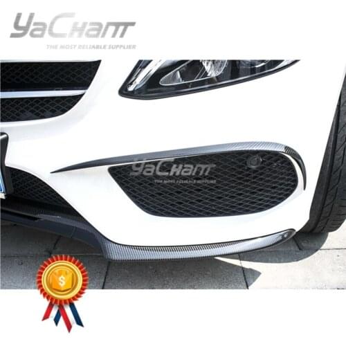 Dry Carbon Fiber Front Vent Fit For 2015-2018 MB W205 C Class YC DESIGN Style Front Bumper Side Vents Canard