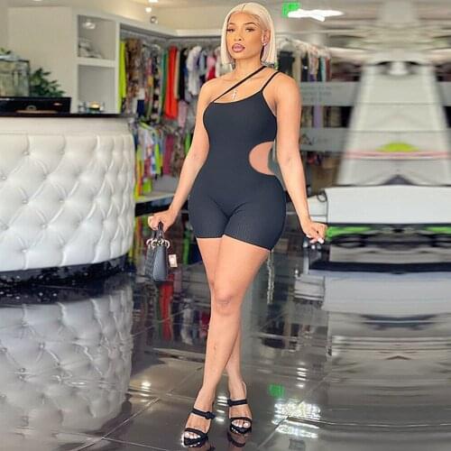 Sexy Women Hole Strip Skinny Rompers Lady Backless Sleeveless Waist Cut Out Sling Jumpsuit Female Body-shaping Slim Catsuits