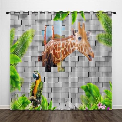 Luxury Custom 3D Curtain Forest Fawn Flowers For Living Room Bedroom Blackout Window Drapes Decor Drop Shipping
