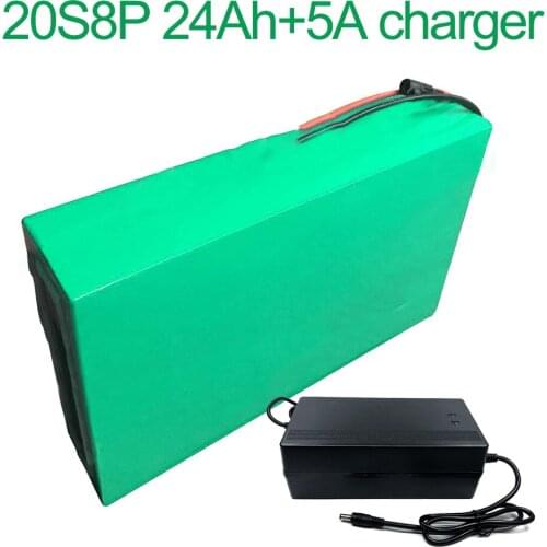 With 5A charger 72V 24Ah 20S8P 18650 Li-ion Battery electric two Three wheeled motorcycle bicycle ebike 310*200*70mm
