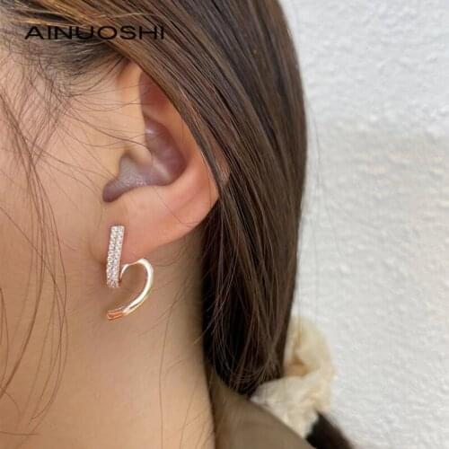 AINUOSHI Fashion Stud Earrings 925 Silver Cubic Zirconia Fashion Personality Earrings