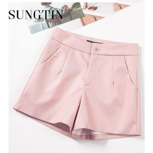 Sungtin Simple Office Lady High Waist Wide Leg Shorts Women Regular Casual Solid Short Pants Summer Fashion 2 Plus Size Shorts
