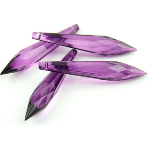 38MM/63MM/76MM Dark Purple K9 Crystal Chandelier Pendants Prisms Cut&Faceted Glass U-Icicle Drops For Cake Topper Decoration