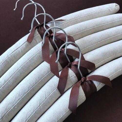 40cm 5pcs/lot Linen Padded Hangers Fabric Hanger North European Style Flaxen Cloth Hangers