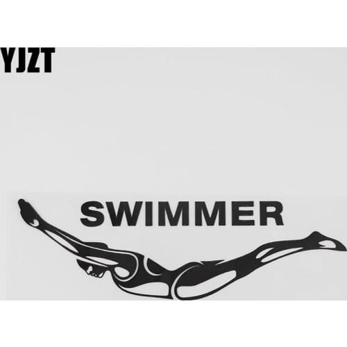 YJZT 17.2CMX5.1CM Fashion Swim Swimmer Water Sports Vinyl Car Sticker Black/Silver 8A-0709