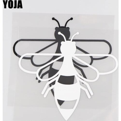 YOJA 14.7×13.1CM Vinyl Lovely Honeybee Cartoon Decal Animals Pattern Car Stickers Black/Silve0r 19C-0162