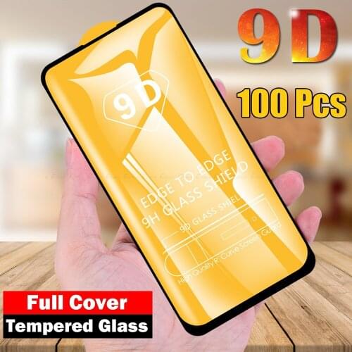 100pcs 9D Tempered Glass Full Glue Screen Protector Film For Samsung Galaxy S21 Plus S20 FE A02 A12 A22 A32 A42 A52 A72 A82 A92