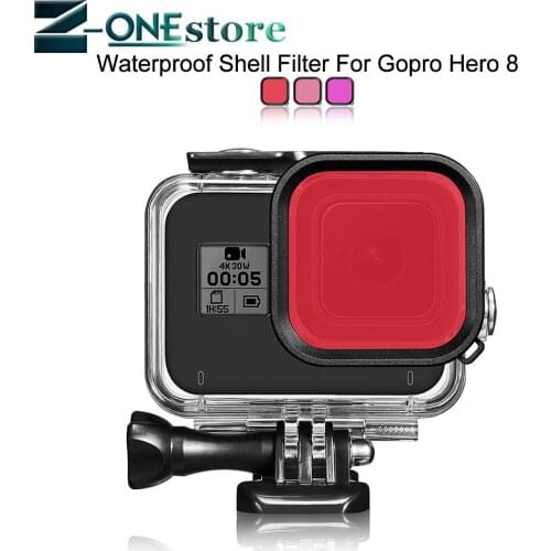 60M Waterproof Case Filter Diving swimming Protective Shell Purple Pink Red len Filter For GoPro Hero 8 Black Action Camera