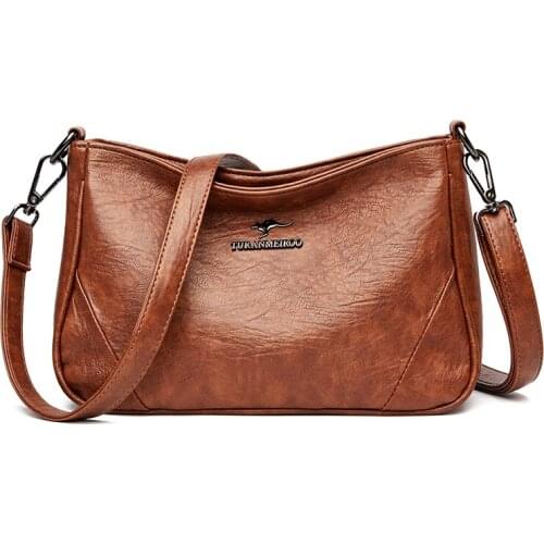 Womens PU Leather Handbags High Quality Solid Color Designer Shoulder Bag Fashion Simple 2021 Retro Casual Diagonal Handbags